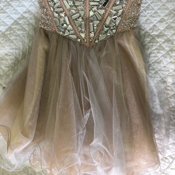 Sherri Hill Silver Nude/Silver Dress - Picture 3 of 7